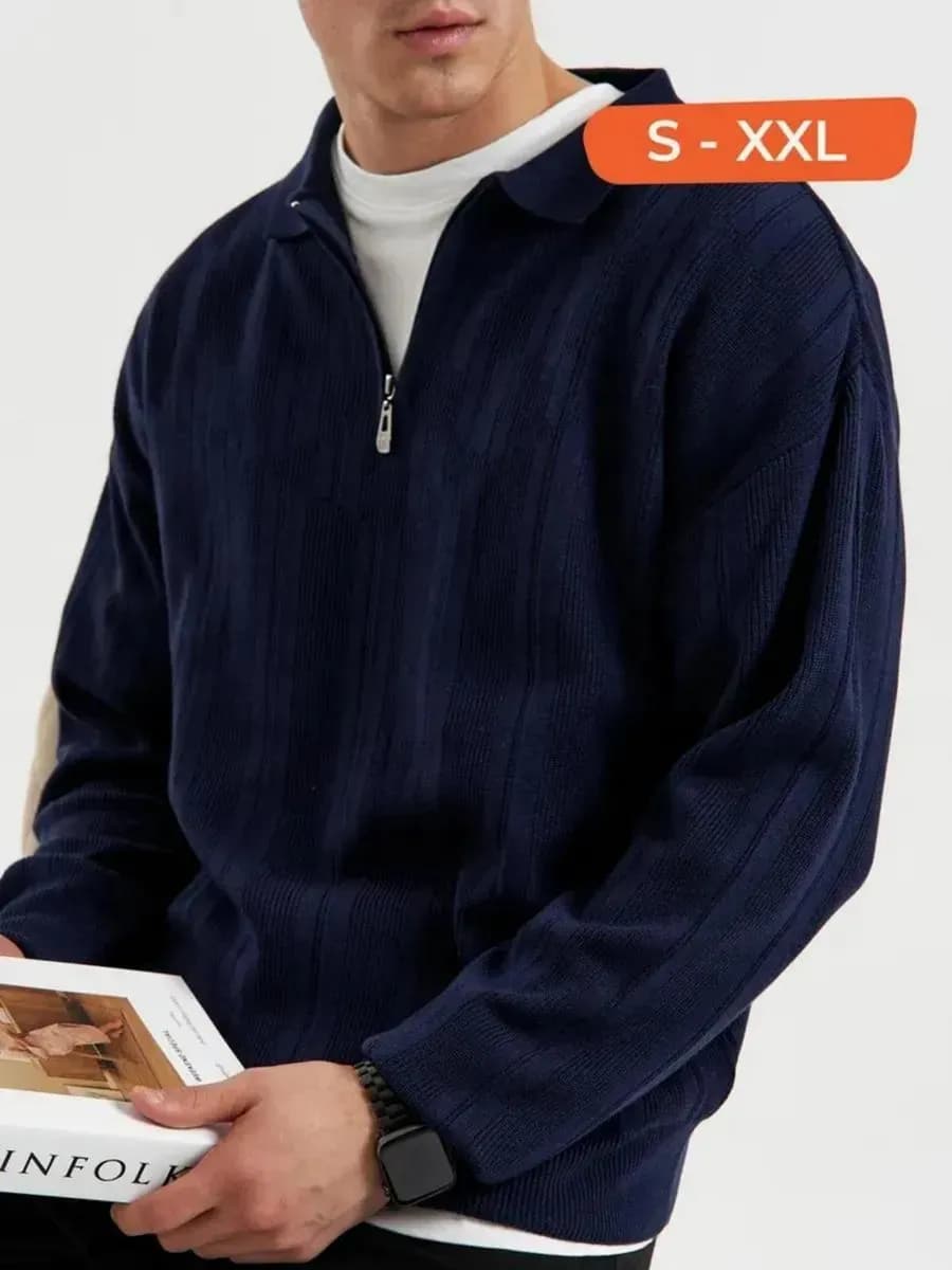 Полузамок джемпер с воротником теплый