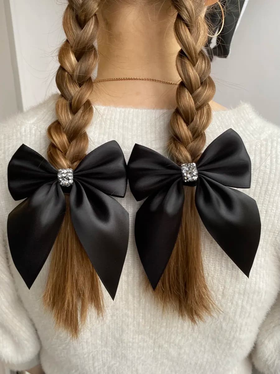 Черные банты для девочки на резинке