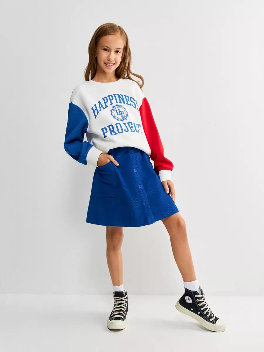 Юбка вельветовая короткая на пуговицах