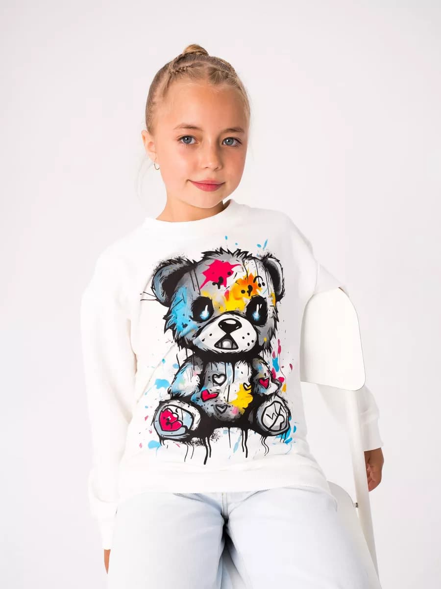 Джемпер без начеса с рисунком