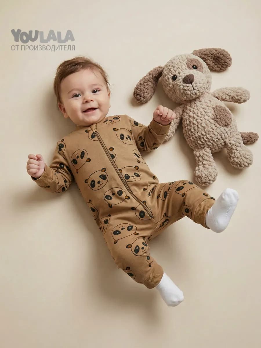 Комбинезон для малышей с начёсом на молнии