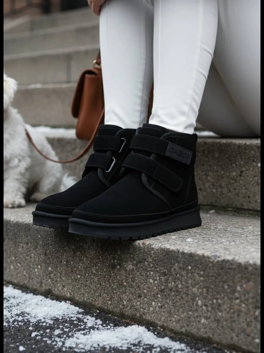 Зимние угги из натуральной замши, ботинки