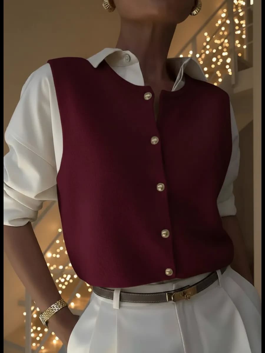 Жилет вязаный на пуговицах