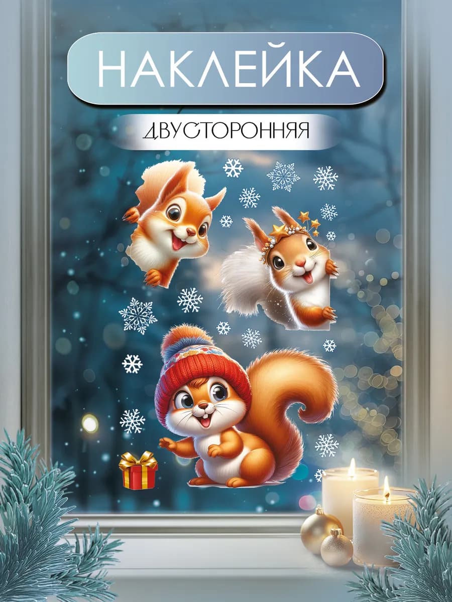 Наклейка новогодняя двухсторонняя А3 на окно