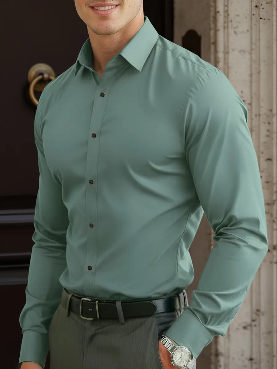 Рубашка классическая приталенная с длинным рукавом - фото 1