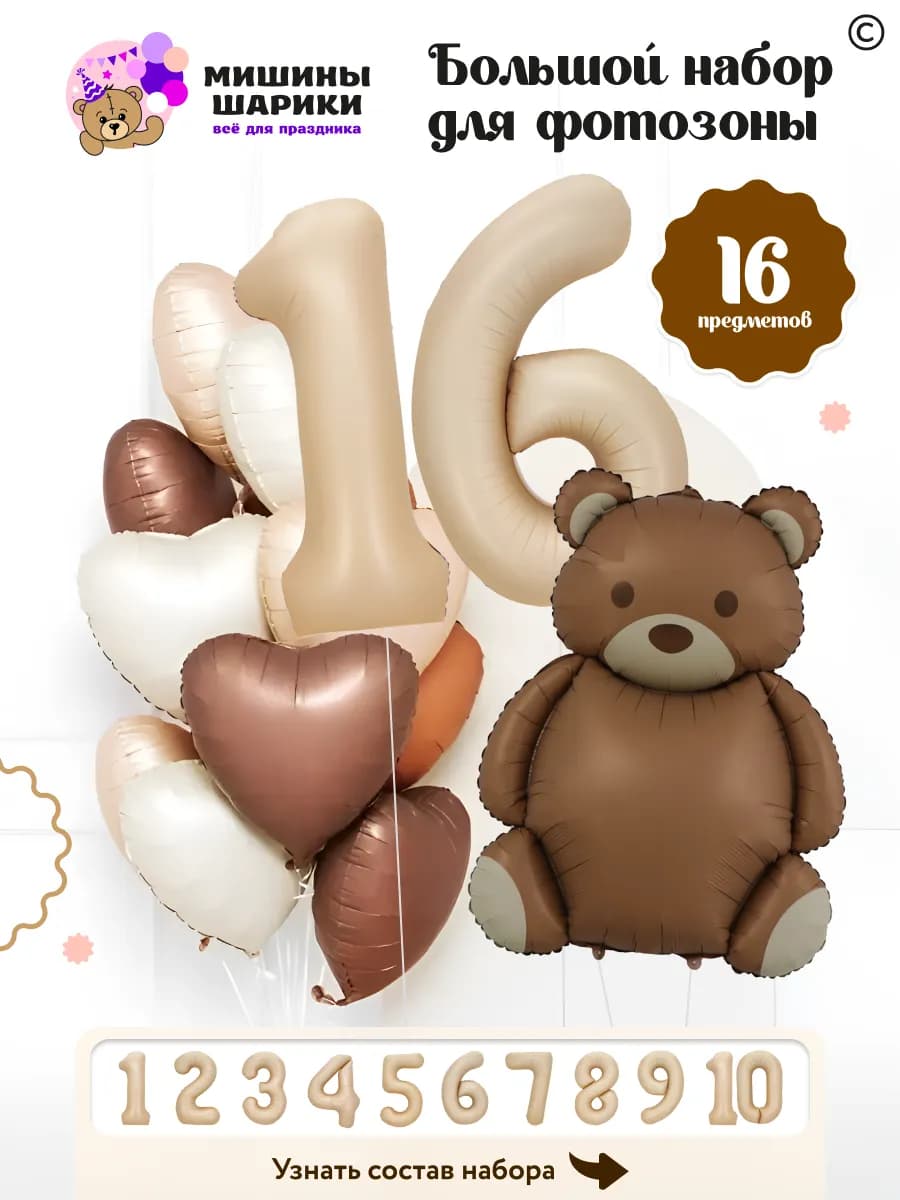 Шарики воздушные набор на 16 лет фотозона