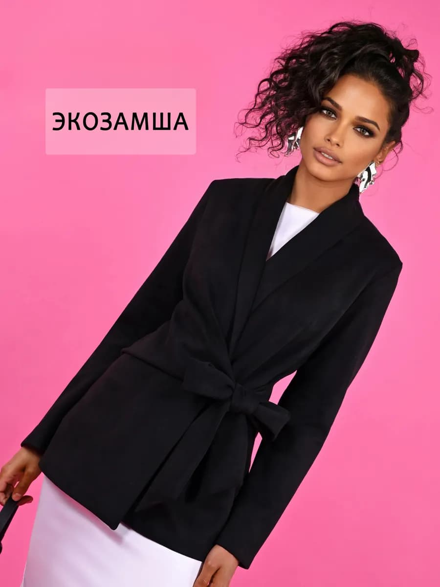 Жакет замшевый вечерний пиджак приталенный - фото 1