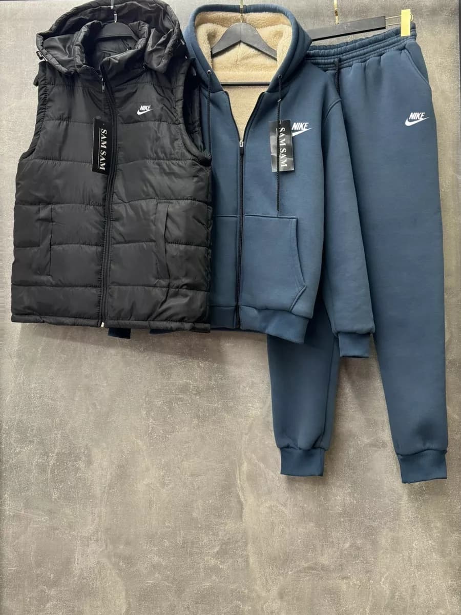 Теплый спортивный костюм на флисе с жилеткой