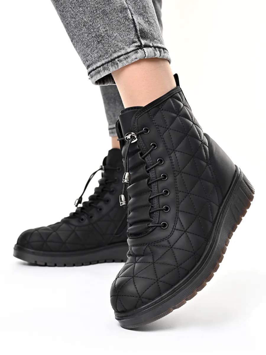 Ботинки женские на молнии и шнуровке зима - фото 1