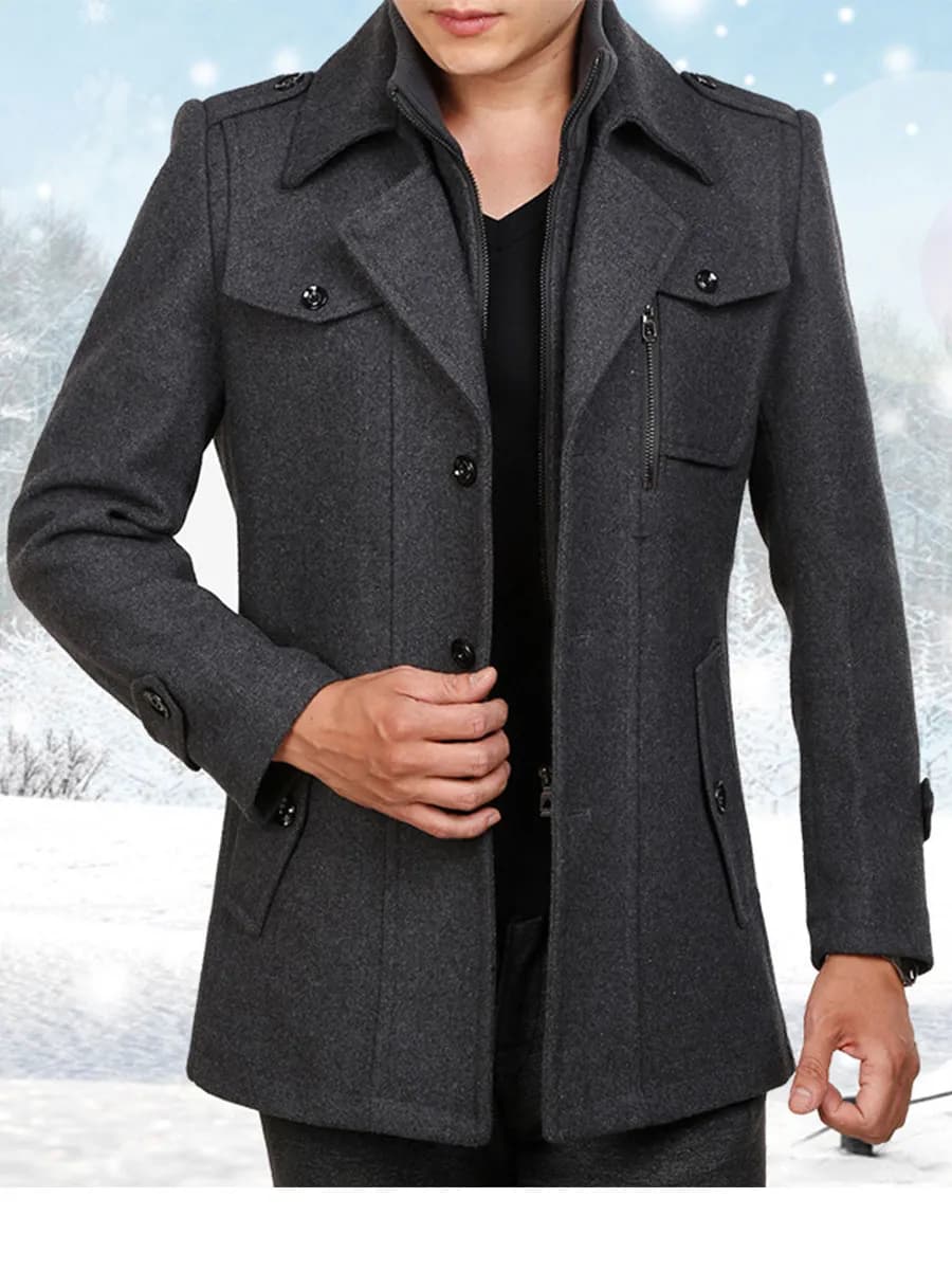 Шерстяное пальто с двойным воротником - фото 1