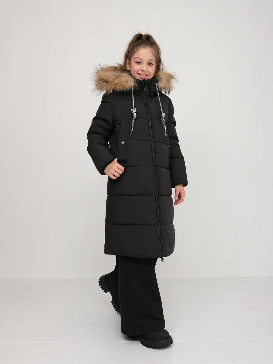 Пуховик длинный с капюшоном