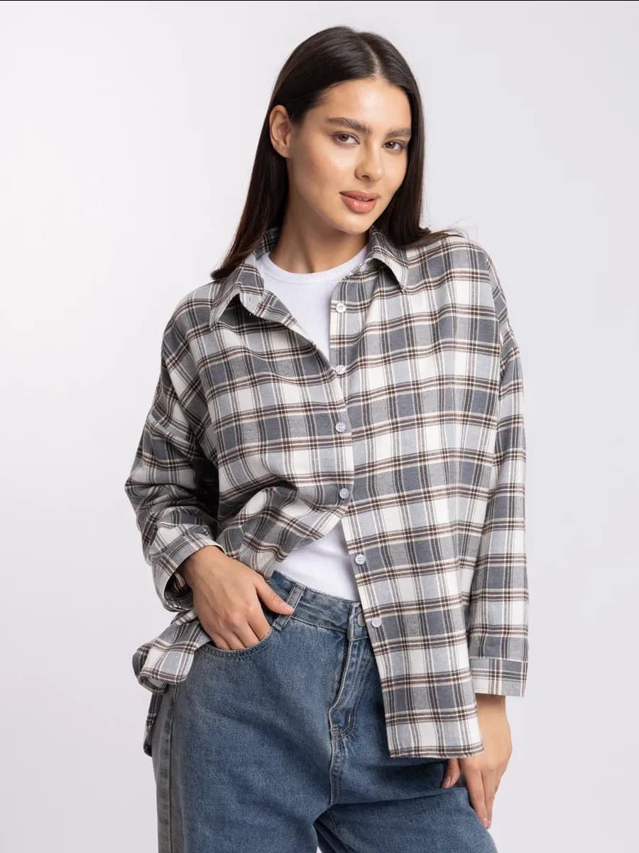 Рубашка в клетку хлопковая оверсайз