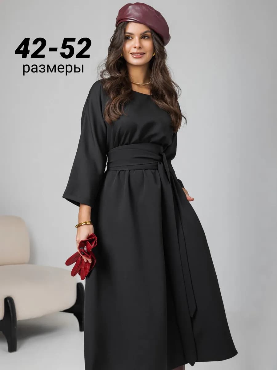 Платье черное женское - фото 1