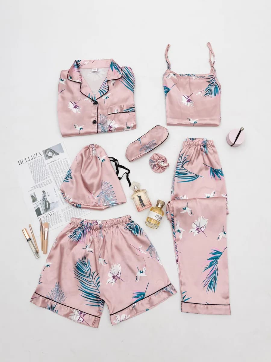 Детская шелковая пижама со штанами и шортами 7в1