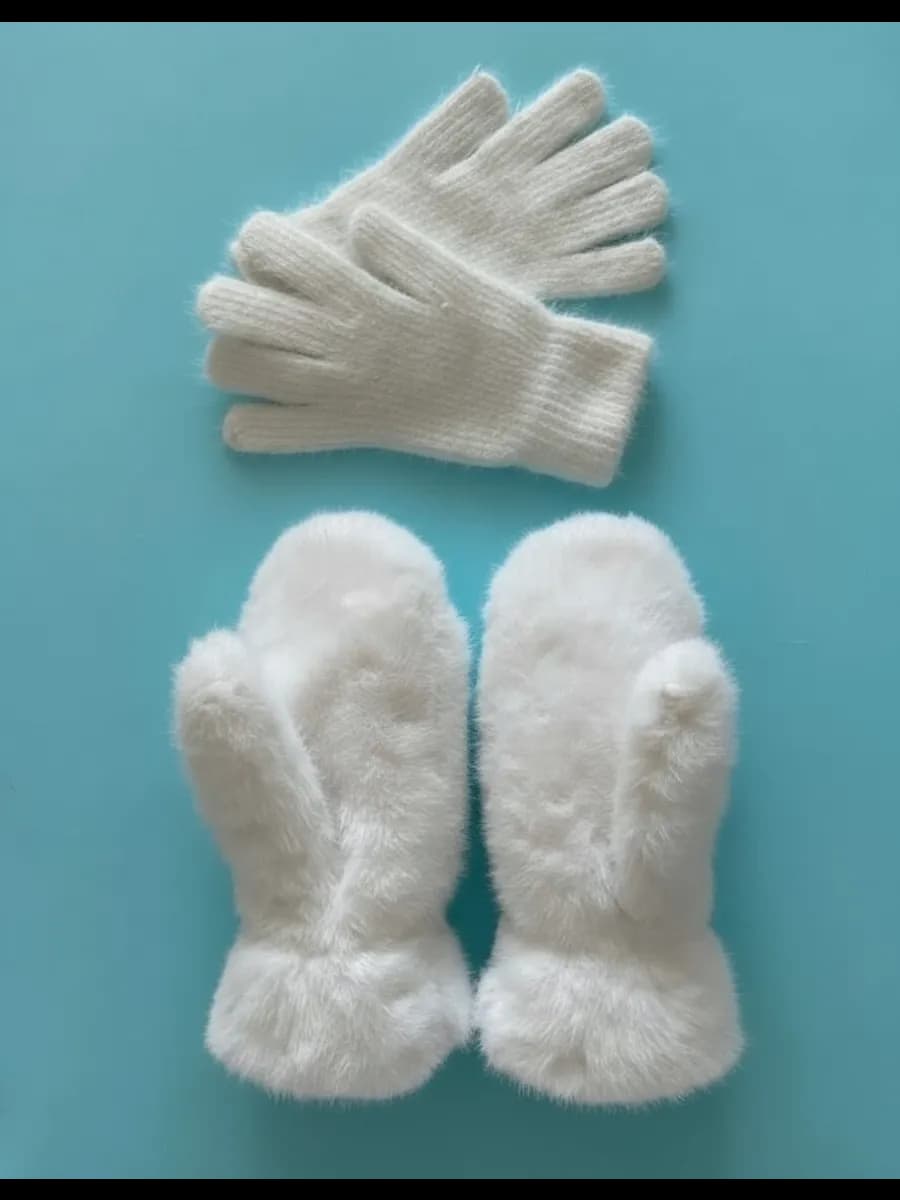Набор Варежки Норка и Перчатки Шерстяные