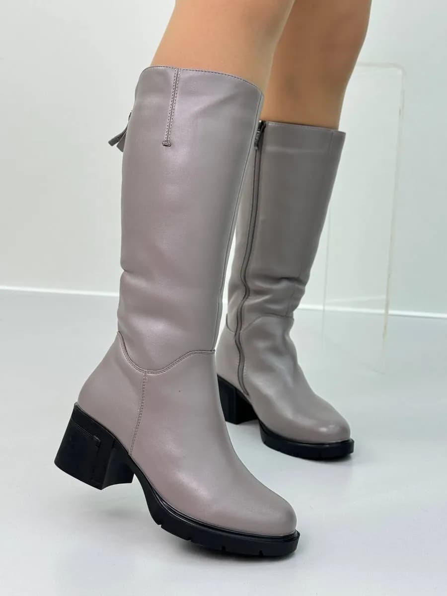 Сапоги зимние высокие с натуральным мехом - фото 1