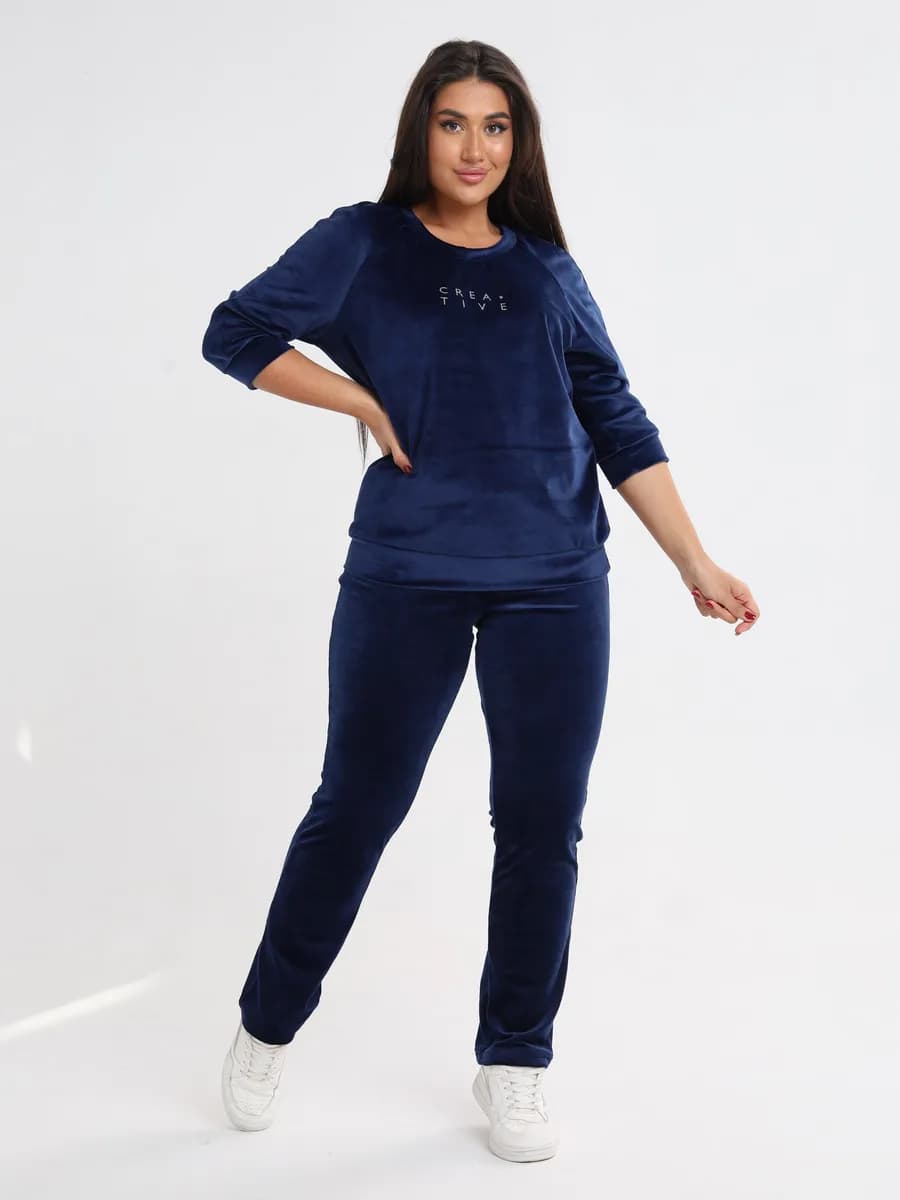 Костюм велюровый домашний теплый двойка больших размеров