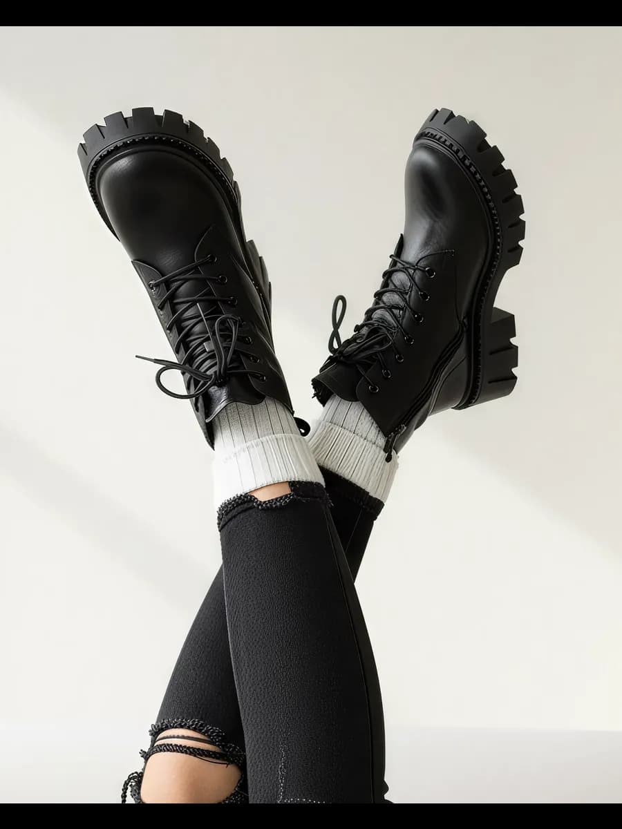 Ботинки зимние берцы на платформе