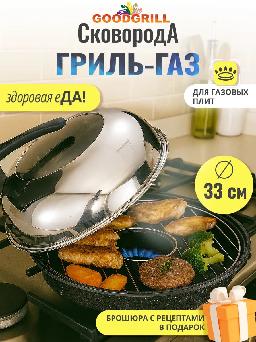 Сковорода гриль-газ с антипригарным покрытием
