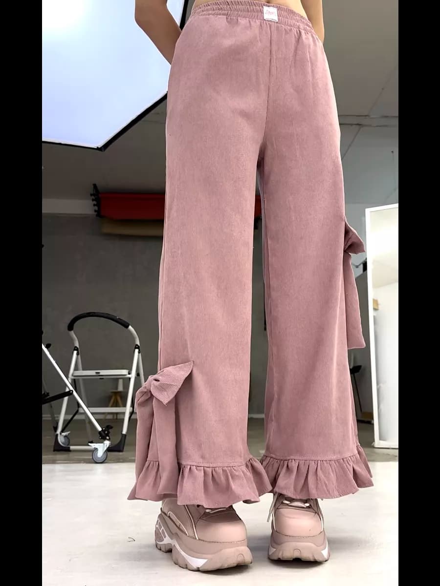 Брюки вельветовые y2k с рюшами на Новый год