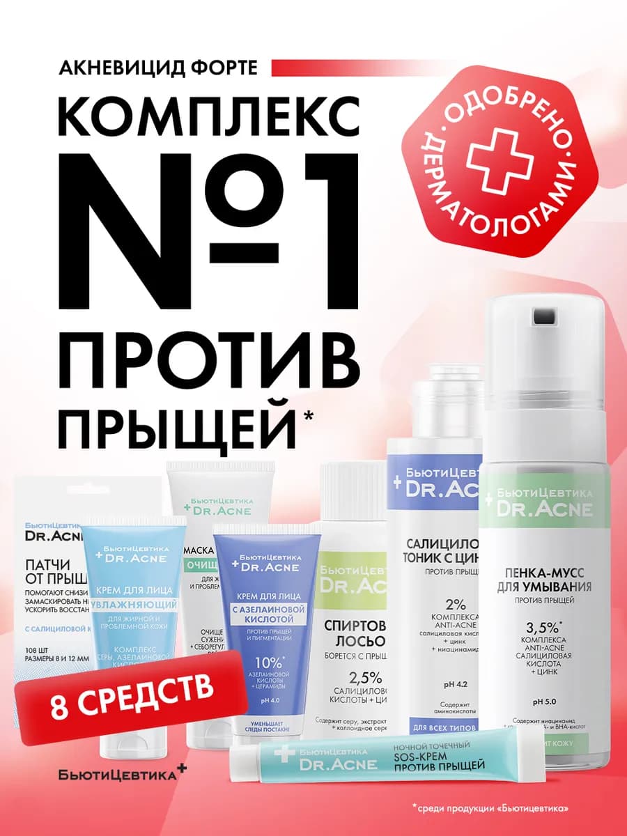 Комплекс средств от прыщей и черных точек Акневицид Форте