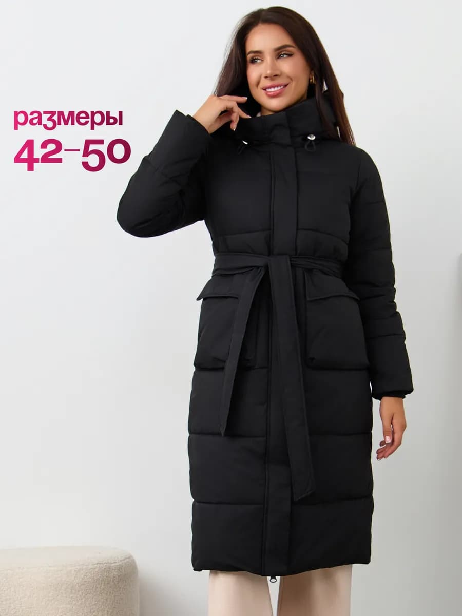 Пуховик зимний длинный с капюшоном