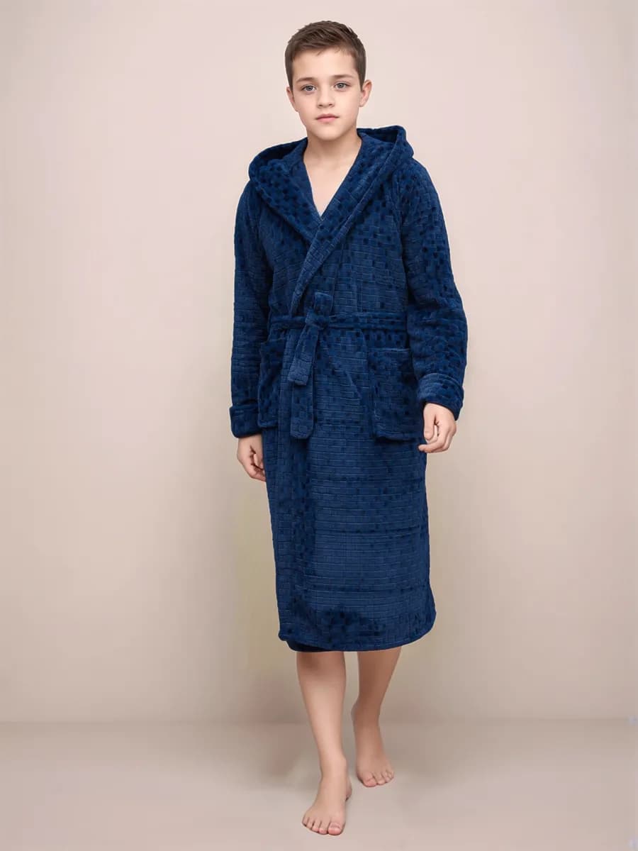 Махровый халат с капюшоном для бассейна теплый
