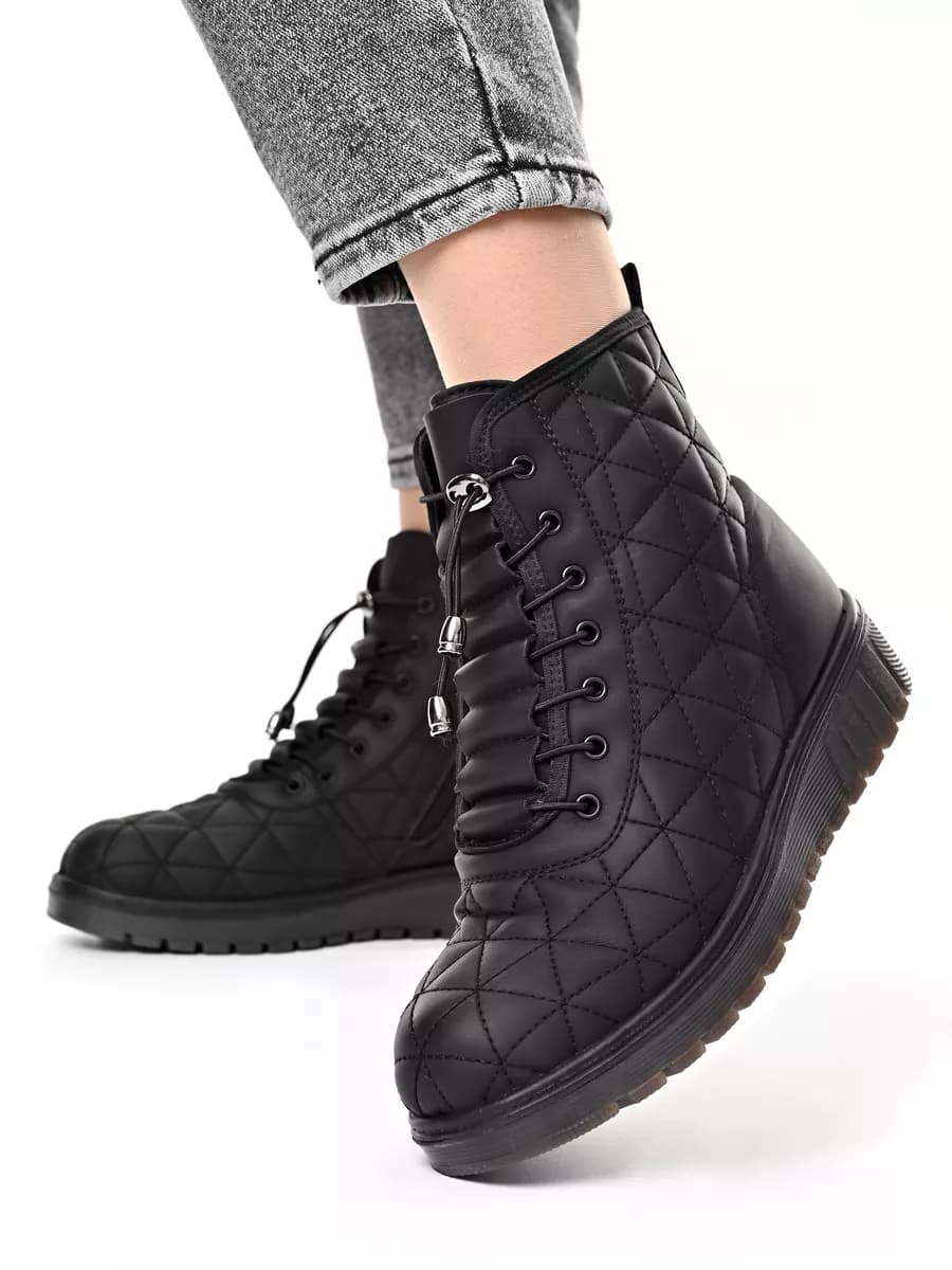 Ботинки женские на молнии и шнуровке зима - фото 1