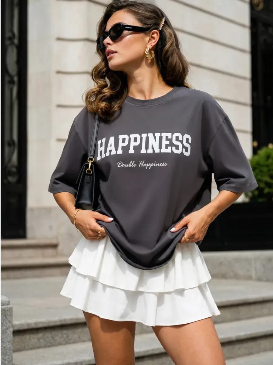 Футболка оверсайз с принтом - фото 1