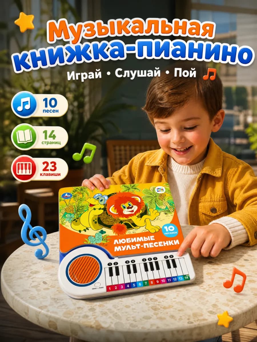 Музыкальная книжка для малышей развивающая картонная книга