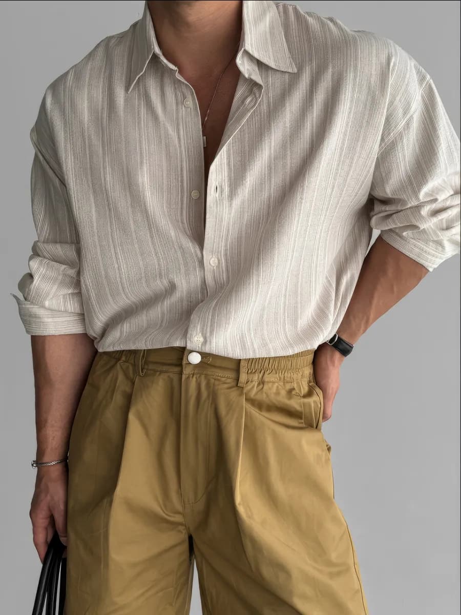 Рубашка с длинным рукавом в полоску на пуговицах