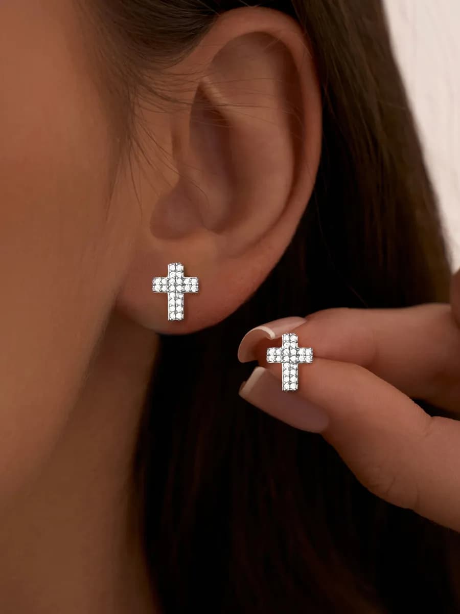 Серьги гвоздики кресты