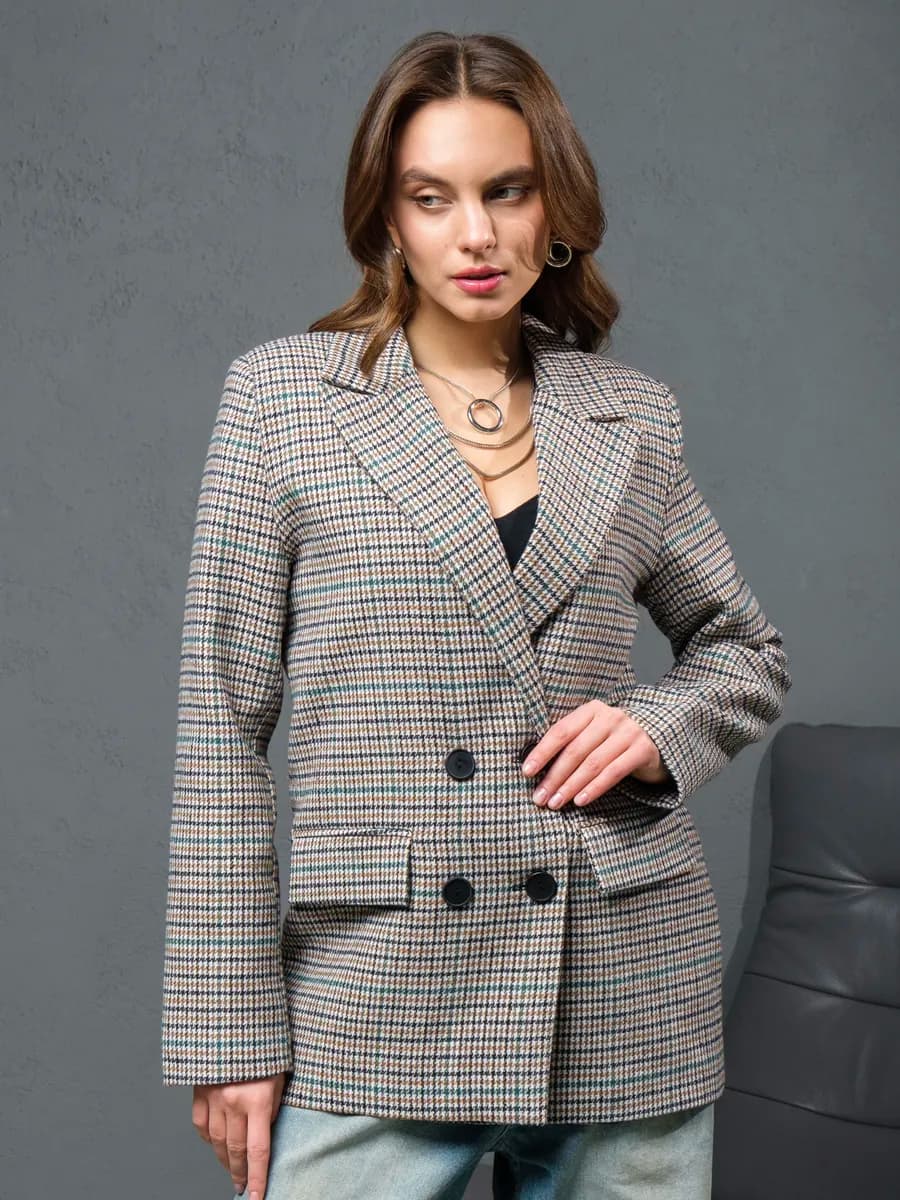 Твидовый пиджак оверсайз удлиненный жакет в офис