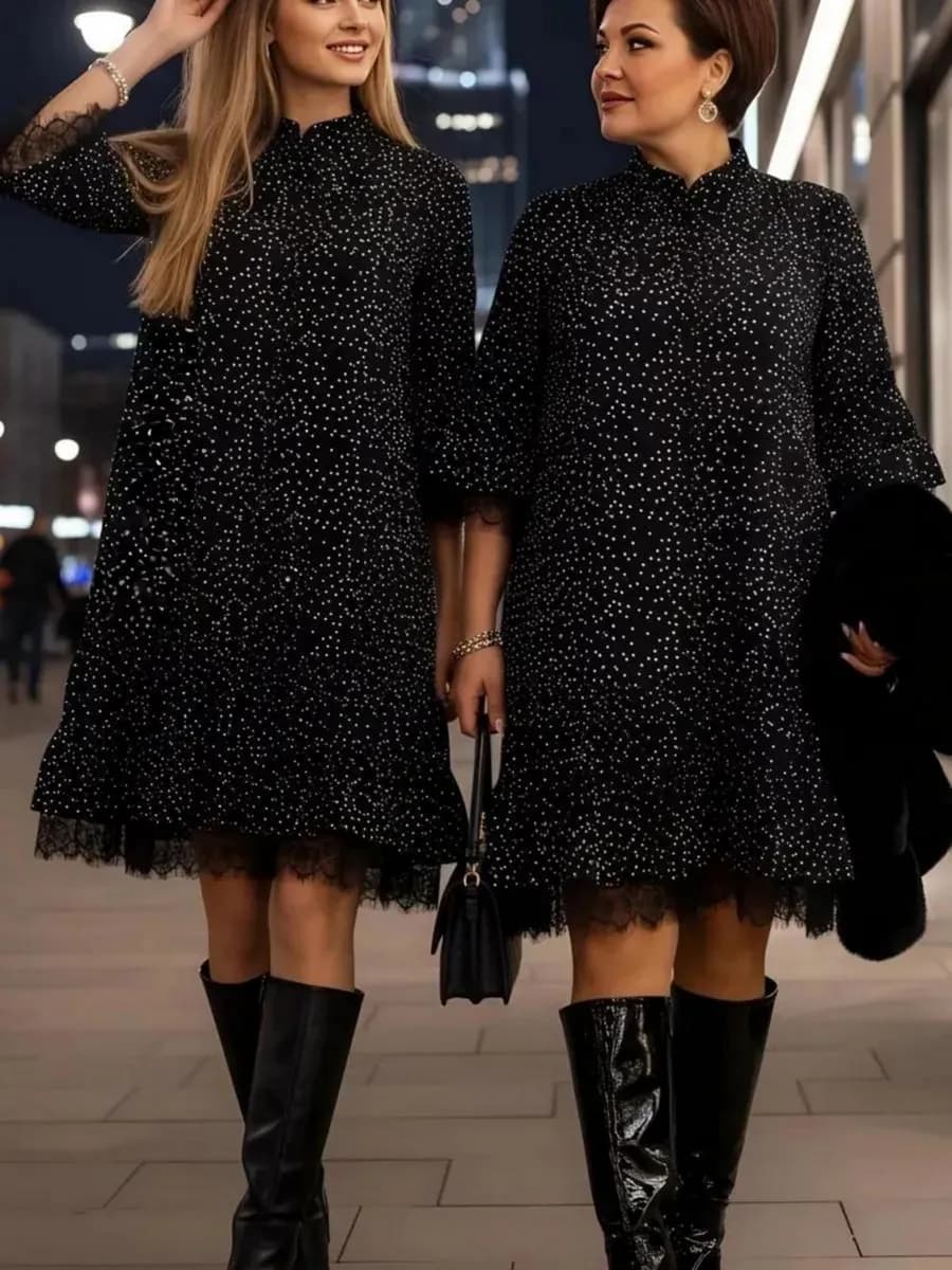 Платье вечернее праздничное нарядное офисное в горошек