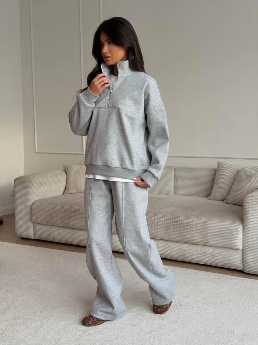 Костюм спортивный с начесом на молнии оверсайз