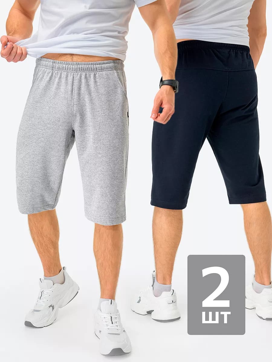 Шорты трикотажные из футера двухнитки набор 2 шт - фото 1