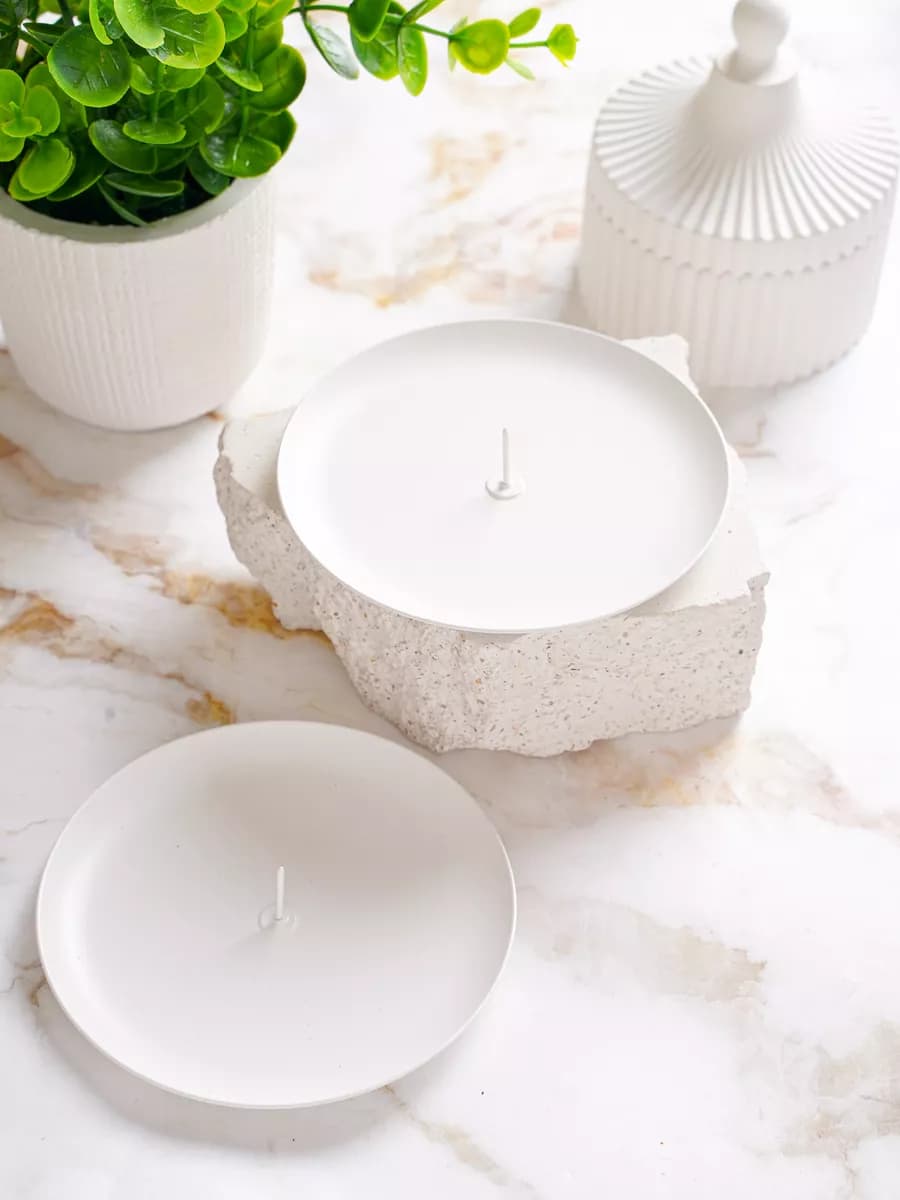 Подсвечник металлический 2 шт Белая Чашка 100мм