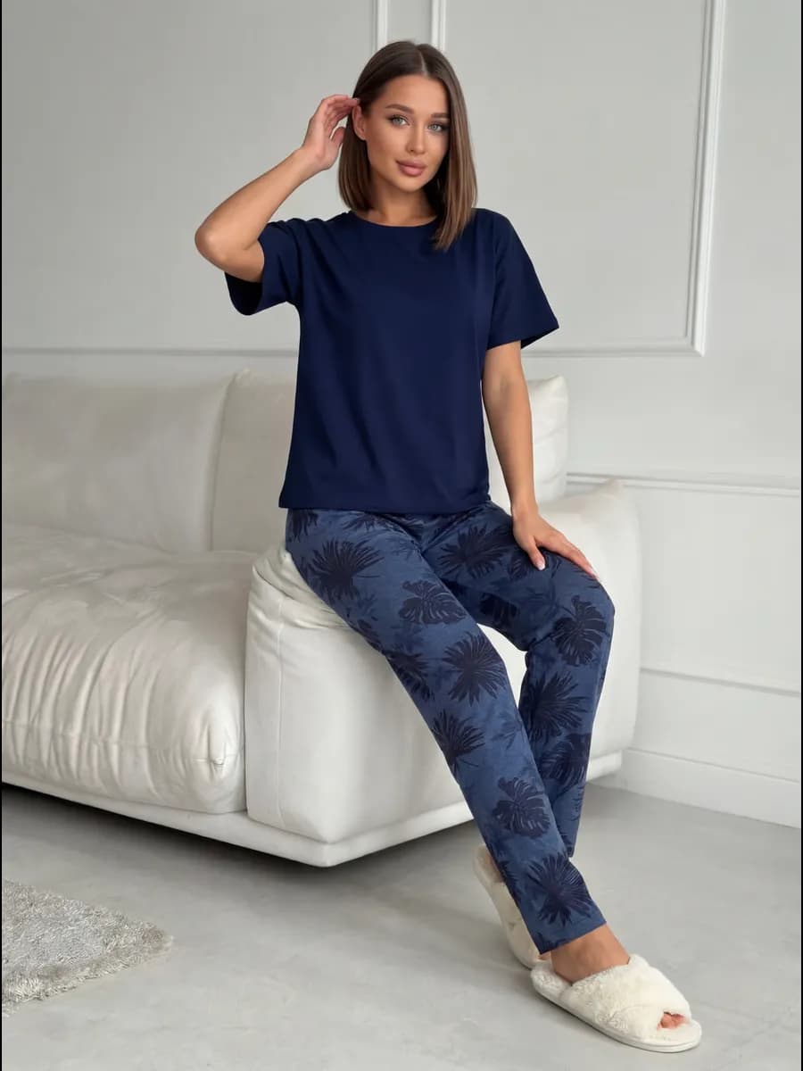 Пижама летняя со штанами больших размеров