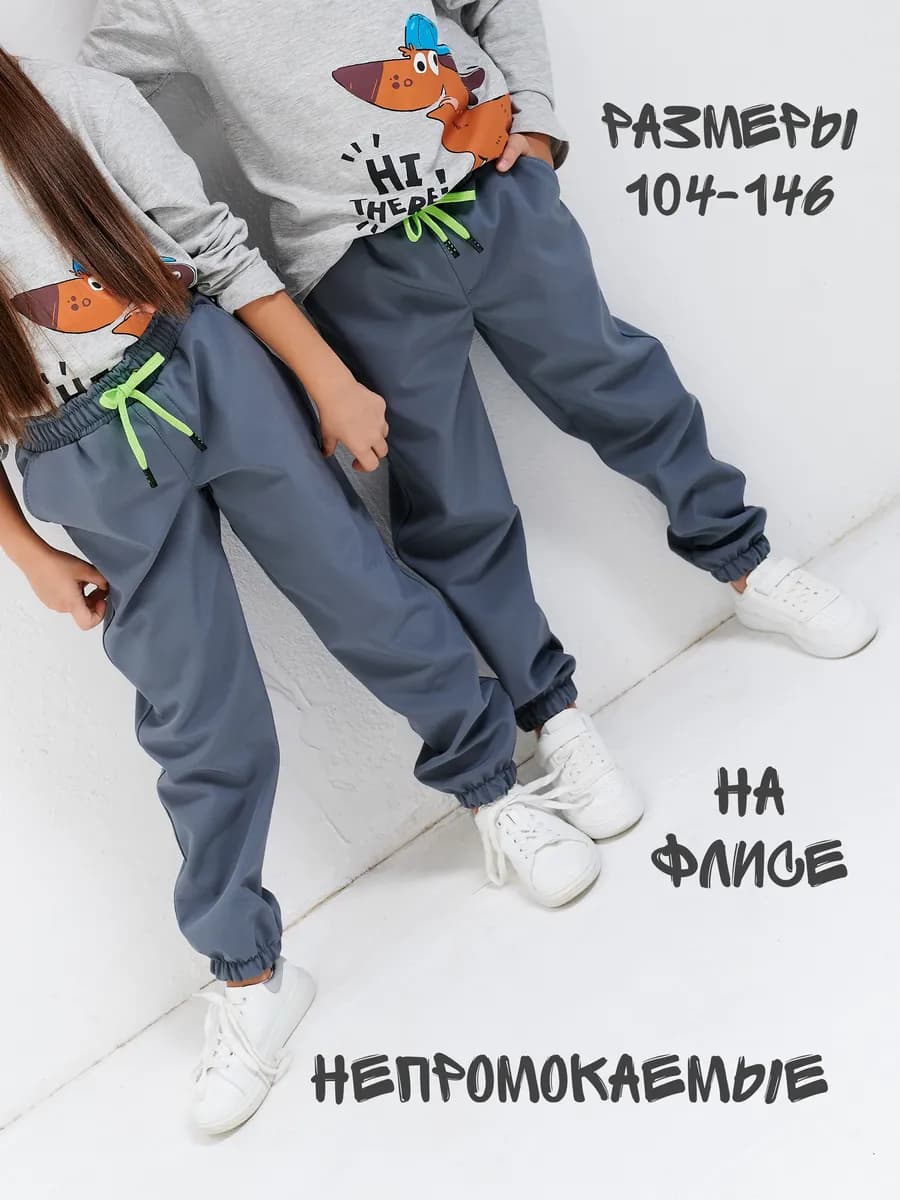 Брюки джоггеры утепленные детские на резинке
