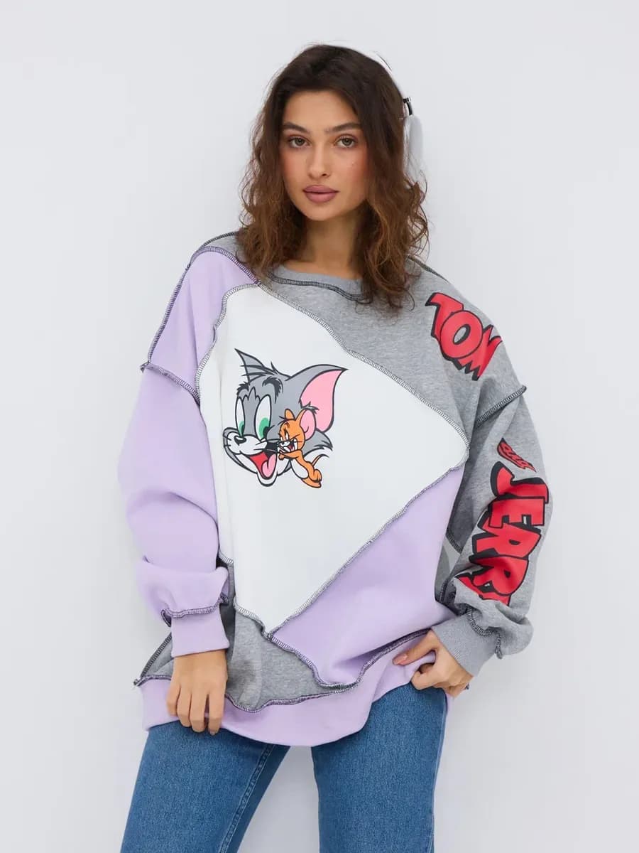 Свитшот женский оверсайз принт худи осенний