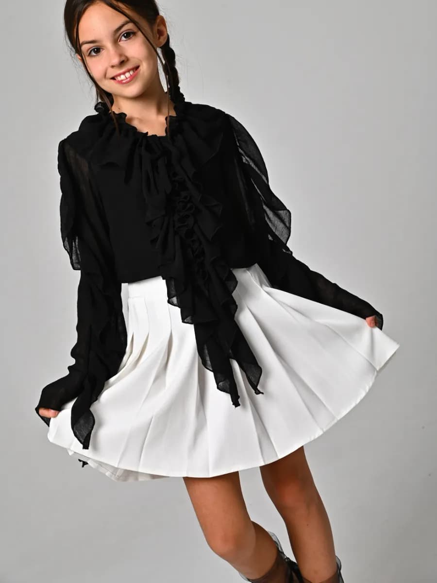 Юбка теннисная в складку с цепочкой - фото 1