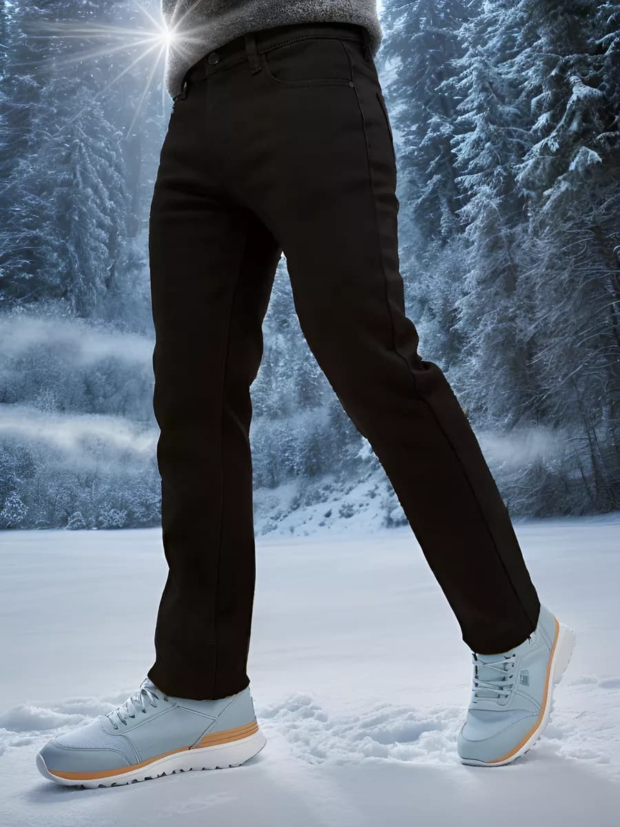 Джинсы утепленные прямые черные