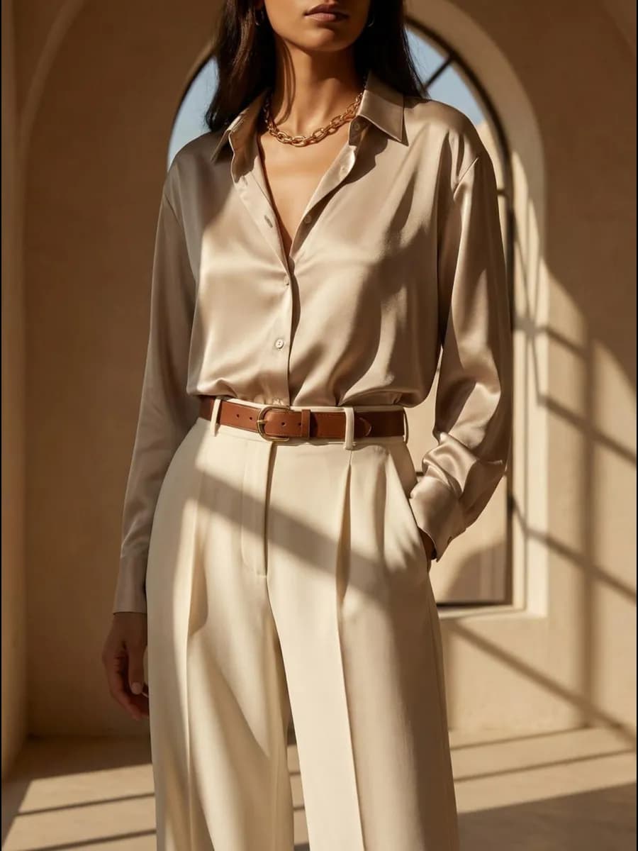 Рубашка блузка оверсайз шелковая нарядная