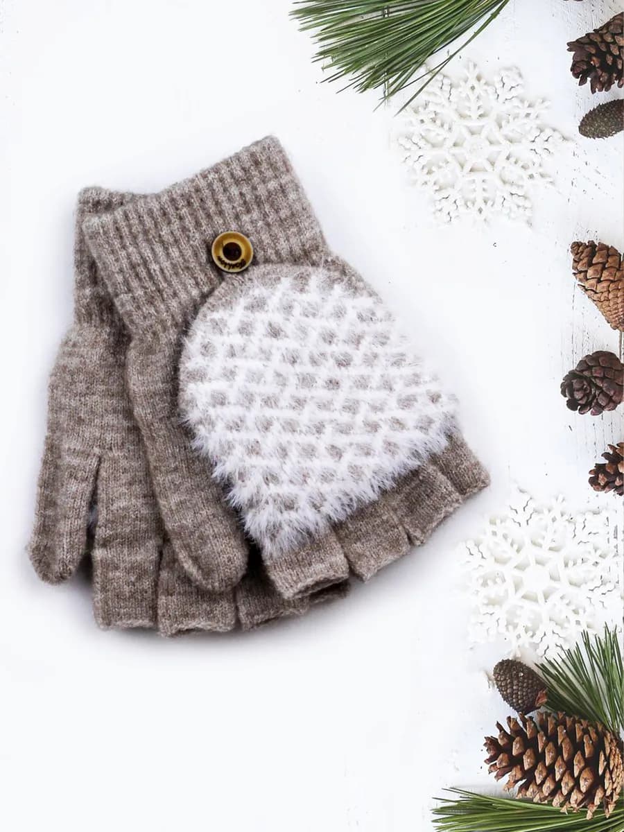 Митенки-перчатки-варежки без пальцев (6-9 лет) - фото 1