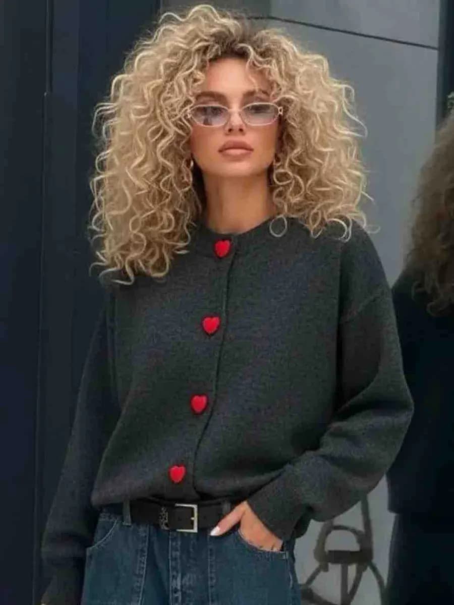 Кардиган стильный кофта с сердечками - фото 1