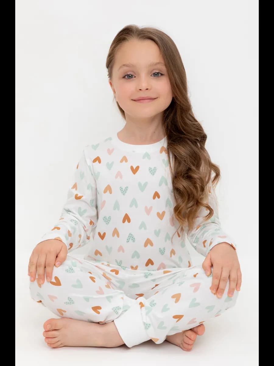 Новогодняя пижама для девочки с брюками из хлопка