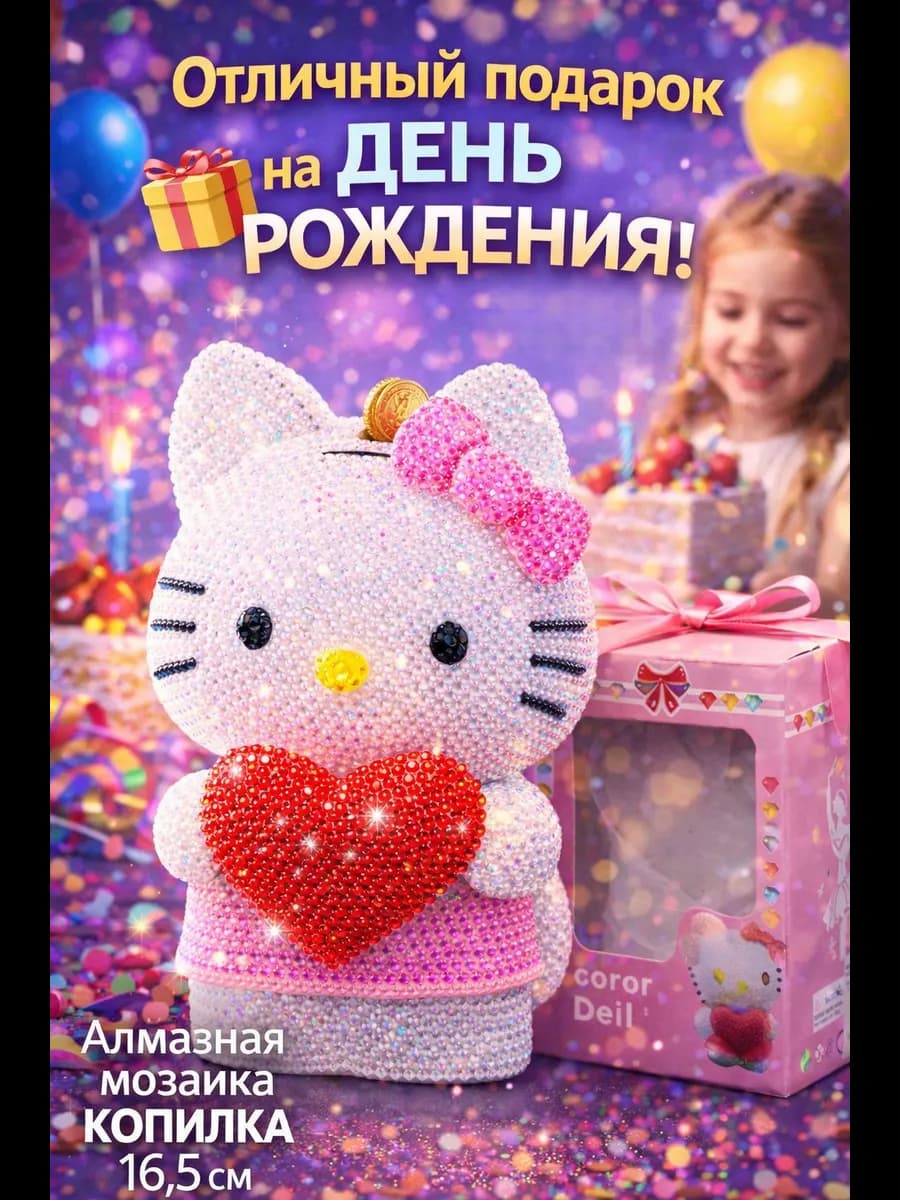 Развивающий набор алмазной мозаики творчества hello kitty