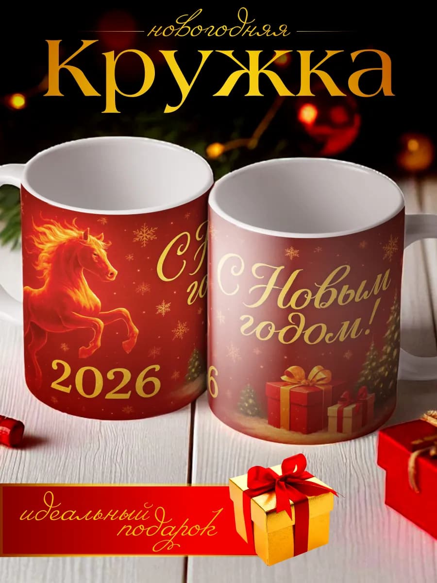 Кружка новогодняя с символом года 2026 330 мл