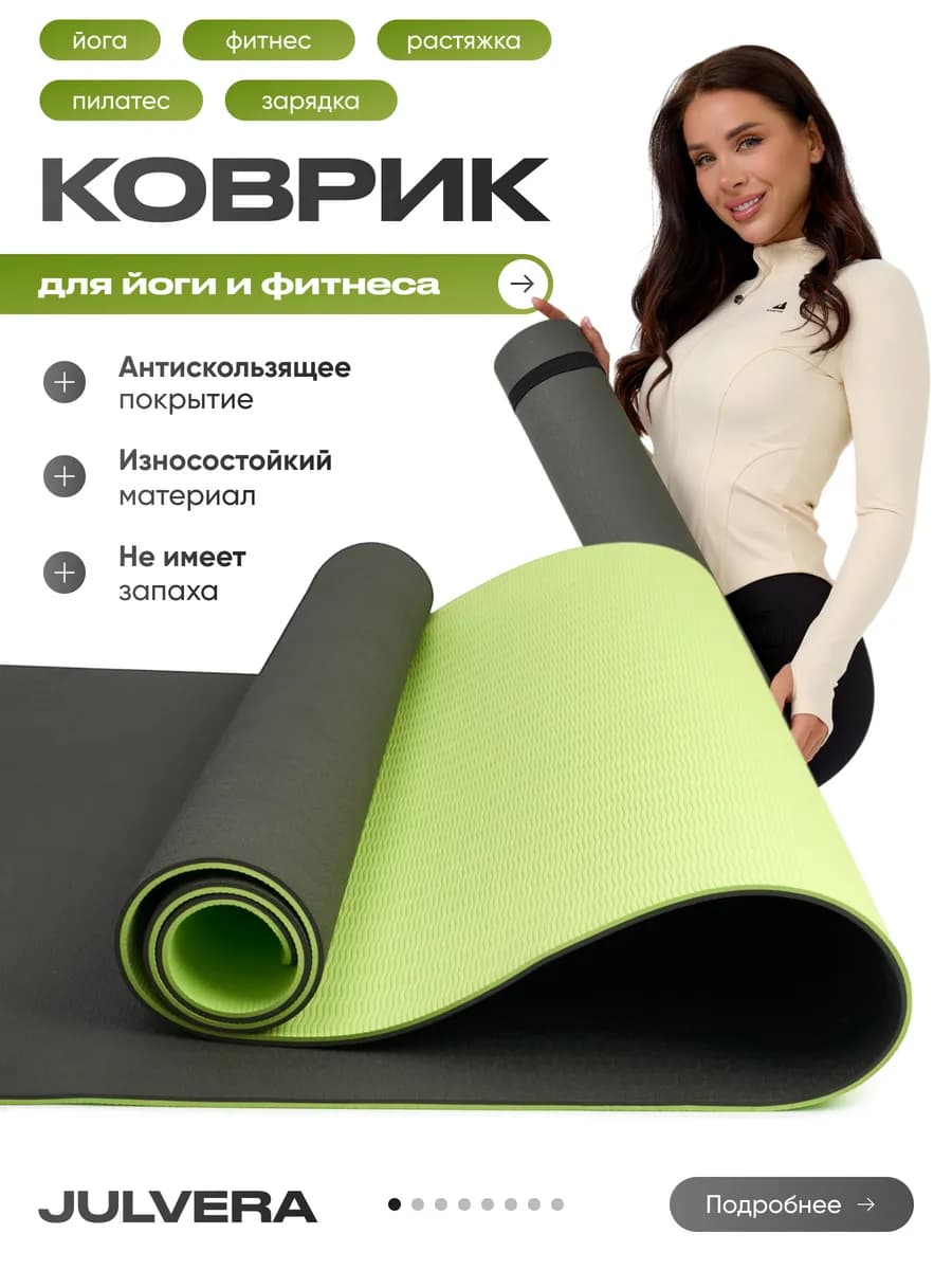 Коврик для йоги и фитнеса нескользящий антистатический - фото 1