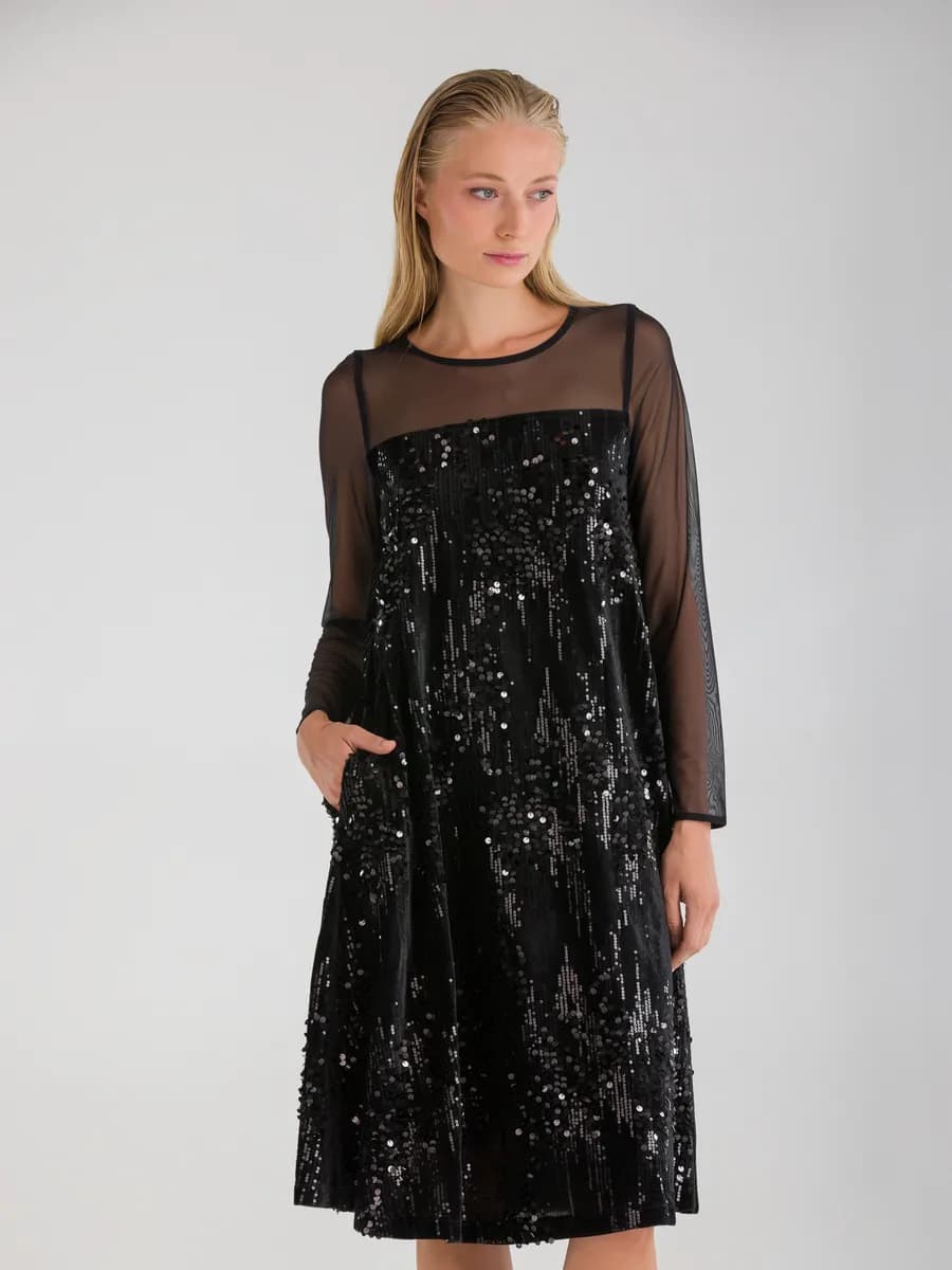 Платье миди из бархатистого трикотажа - фото 1